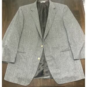 H.Stockton Atlanta Grey Herringbone 100% Pure Cashmere Sportcoat 46R Men's